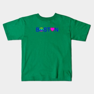 Peace, Love, and Boston Rainbow Kids T-Shirt